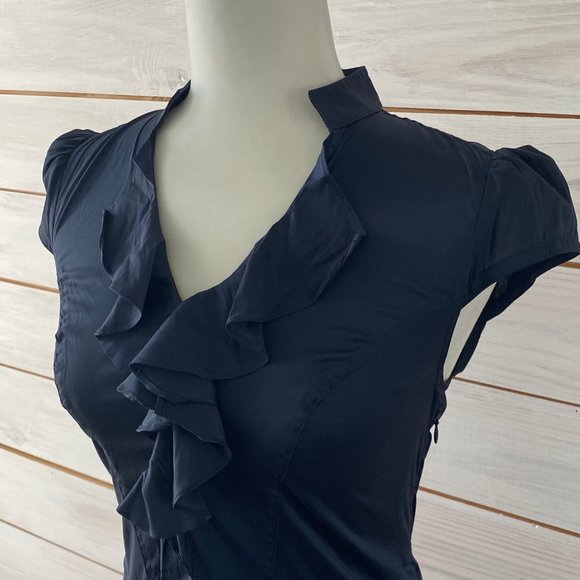 Express Elite Stretch Ruffle Blouse - Picture 7 of 10